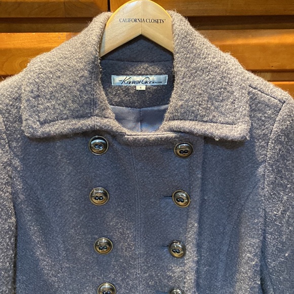 Kenneth Cole New York grey wool long pea coat, so stylish! Size 6, EUC - Picture 2 of 6